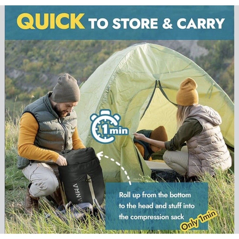 CANWAY Flannel Double Sleeping Bag 2 Person XXL 4-in-1 Camping Hiking NEW - Picture 7 of 11